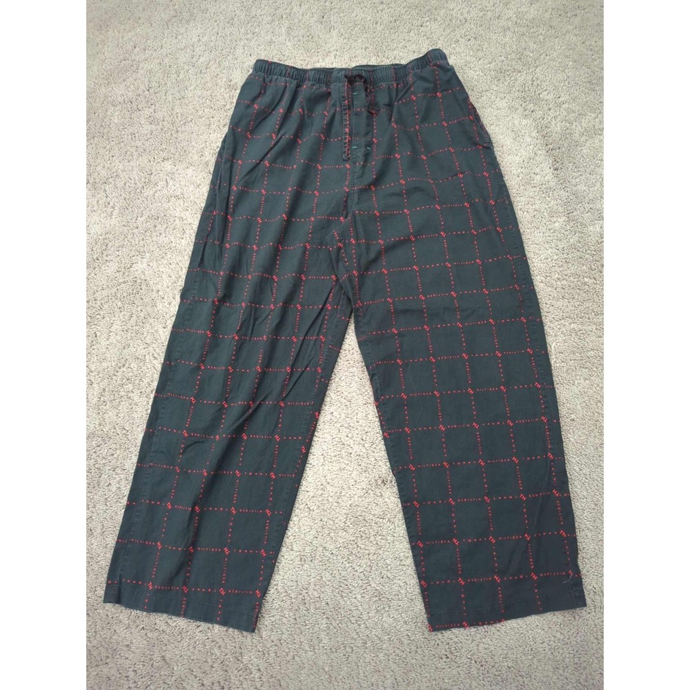 Tommy Hilfiger Pajama‎ Pants Mens XL Black Red Plaid Logo Sleep Lounge